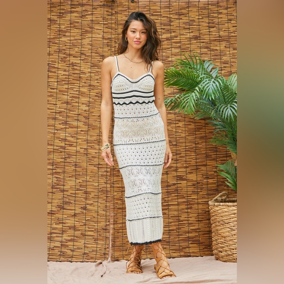 Dresses & Skirts - 687. Crochet Maxi Dress in Ivory